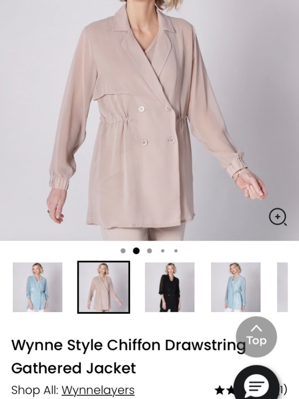 NEW WYNNE LAYERS CHIFFON DOUBLE BREASTED TRENCH JACKET WITH GATHERED WAIST SMALL